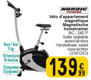 Promoties Vélo d’appartement magnétique nc- 240 p - Nordic Fitness - Geldig van 30/04/2024 tot 13/05/2024 bij Cora