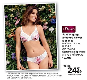 Promoties Soutien-gorge armaturé flower elegance - Playtex - Geldig van 30/04/2024 tot 13/05/2024 bij Carrefour