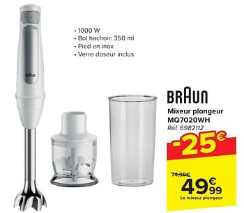 Promoties Braun mixeur plongeur mq7020wh - Braun - Geldig van 30/04/2024 tot 13/05/2024 bij Carrefour