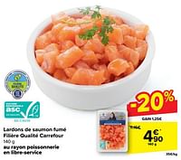 Promotions Lardons de saumon fumé filière qualité carrefour - Produit maison - Carrefour  - Valide de 30/04/2024 à 13/05/2024 chez Carrefour