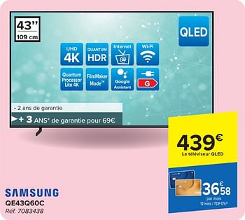 Promoties Samsung qled-tv qe43q60c - Samsung - Geldig van 30/04/2024 tot 13/05/2024 bij Carrefour