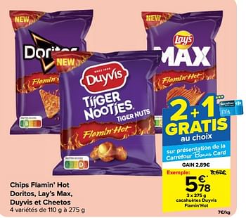 Promoties Cacahuètes duyvis flamin’hot - Duyvis - Geldig van 30/04/2024 tot 13/05/2024 bij Carrefour