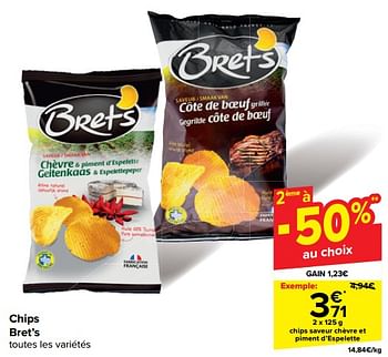 Promoties Chips saveur chèvre et piment d’espelette - Bret's - Geldig van 30/04/2024 tot 13/05/2024 bij Carrefour