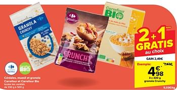 Promoties Granola crunchy - Huismerk - Carrefour  - Geldig van 30/04/2024 tot 13/05/2024 bij Carrefour
