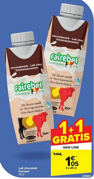 Promoties Lait chocolaté fairebel - Fairebel - Geldig van 30/04/2024 tot 13/05/2024 bij Carrefour