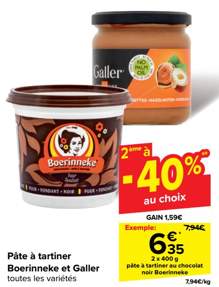 Promoties Pâte à tartiner au chocolat noir boerinneke - 't Boerinneke - Geldig van 30/04/2024 tot 13/05/2024 bij Carrefour