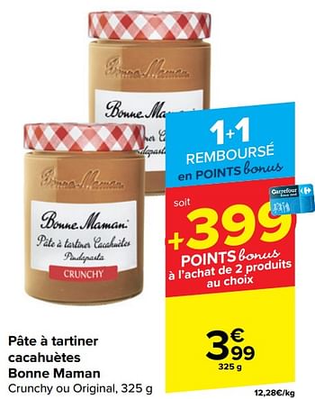 Promoties Pâte à tartiner cacahuètes bonne maman - Bonne Maman - Geldig van 30/04/2024 tot 13/05/2024 bij Carrefour