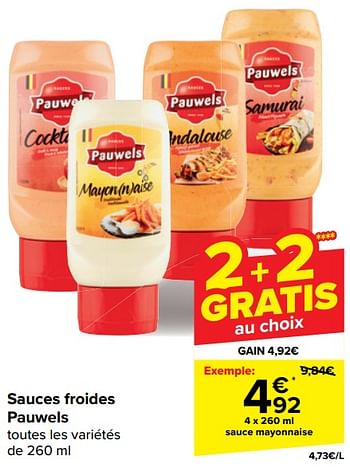 Promoties Sauce mayonnaise - Pauwels - Geldig van 30/04/2024 tot 13/05/2024 bij Carrefour