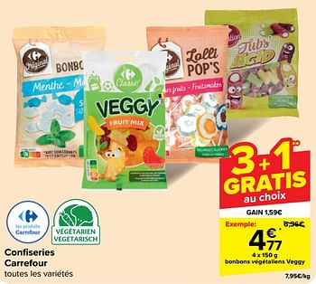 Promoties Bonbons végétaliens veggy - Huismerk - Carrefour  - Geldig van 30/04/2024 tot 13/05/2024 bij Carrefour