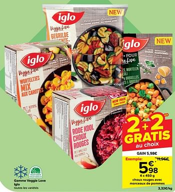 Promoties Choux rouges avec morceaux de pommes - Iglo - Geldig van 30/04/2024 tot 13/05/2024 bij Carrefour