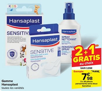 Promoties Pansements extra doux sensitive - Hansaplast - Geldig van 30/04/2024 tot 13/05/2024 bij Carrefour