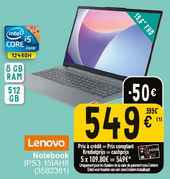 Promoties Lenovo notebook ips3 15iah8 - Lenovo - Geldig van 30/04/2024 tot 13/05/2024 bij Cora