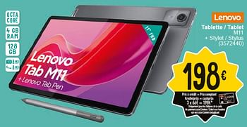 Promotions Lenovo tablette m11 + stylet - Lenovo - Valide de 30/04/2024 à 13/05/2024 chez Cora
