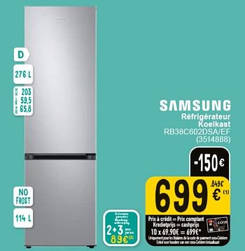 Promoties Samsung réfrigérateur rb38c602dsa-ef - Samsung - Geldig van 30/04/2024 tot 13/05/2024 bij Cora
