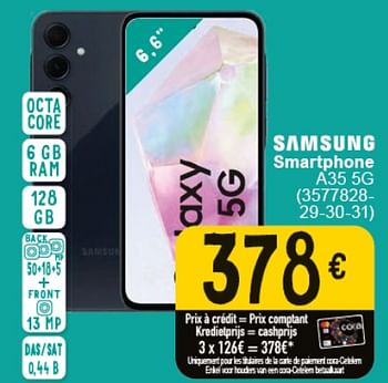 Promotions Samsung smartphone a35 5g - Samsung - Valide de 30/04/2024 à 13/05/2024 chez Cora