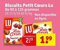 Promotions Biscuits petit coeurs lu - Lu - Valide de 30/04/2024 à 12/05/2024 chez Kruidvat