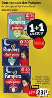 Promotions Couches-culottes baby dry night taille 4 - Pampers - Valide de 30/04/2024 à 12/05/2024 chez Kruidvat