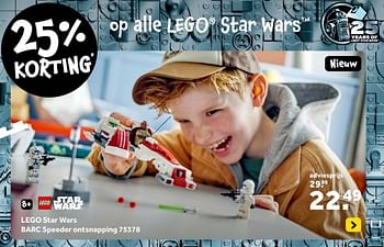 Promoties Lego star wars barc speeder ontsnapping 75378 - Lego - Geldig van 01/05/2024 tot 19/05/2024 bij Intertoys