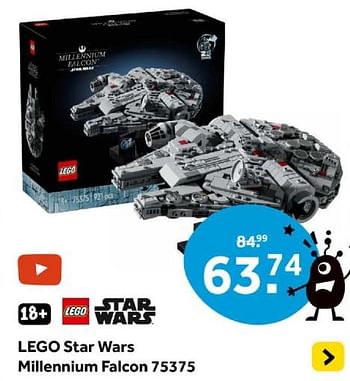 Promoties Lego star wars millennium falcon 75375 - Lego - Geldig van 01/05/2024 tot 19/05/2024 bij Intertoys