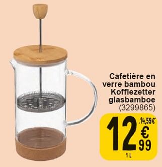 Promoties Cafetière en verre bambou - Huismerk - Cora - Geldig van 30/04/2024 tot 13/05/2024 bij Cora