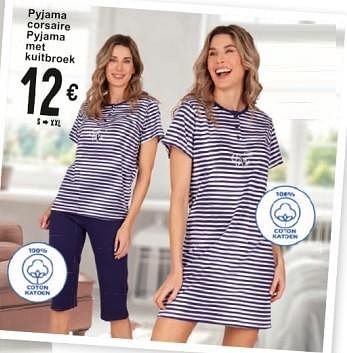 Promotions Pyjama c3447248 c3447248 corsaire - Produit maison - Cora - Valide de 30/04/2024 à 13/05/2024 chez Cora