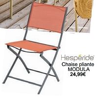 Promotions Chaise pliante modula - Hespèride - Valide de 01/05/2024 à 31/05/2024 chez Cora