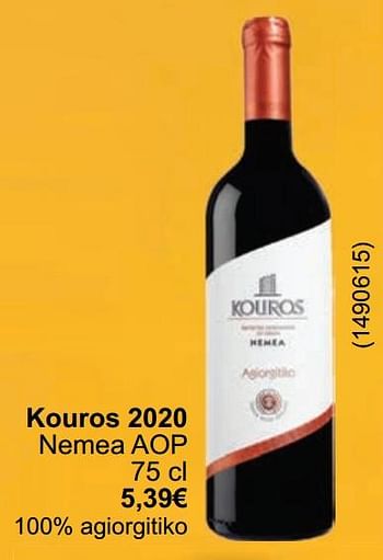 Promotions Kouros 2020 nemea aop - Vins rouges - Valide de 01/05/2024 à 31/05/2024 chez Cora