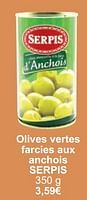 Promotions Olives vertes farcies aux anchois serpis - Serpis - Valide de 01/05/2024 à 31/05/2024 chez Cora