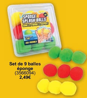 Promoties Set de 9 balles éponge - Huismerk - Cora - Geldig van 01/05/2024 tot 31/05/2024 bij Cora