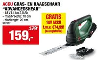 Promotions Bosch accu gras en haagschaar advancedshear - Bosch - Valide de 01/05/2024 à 21/05/2024 chez Hubo