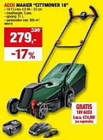 Promoties Bosch accu maaier citymower 18 - Bosch - Geldig van 01/05/2024 tot 21/05/2024 bij Hubo