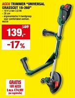 Promoties Bosch accu trimmer universal grasscut 18 260 - Bosch - Geldig van 01/05/2024 tot 21/05/2024 bij Hubo