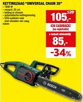 Promoties Bosch kettingzaag universal chain 35 - Bosch - Geldig van 01/05/2024 tot 21/05/2024 bij Hubo