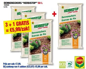 Promotions Dennenschors herbistop - Compo - Valide de 01/05/2024 à 21/05/2024 chez Hubo