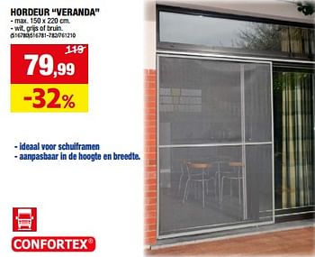 Promotions Hordeur veranda - Confortex - Valide de 01/05/2024 à 21/05/2024 chez Hubo