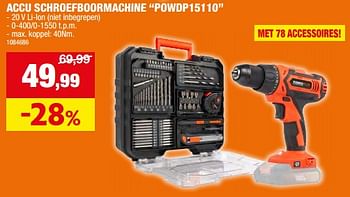 Promotions Powerplus accu schroefboormachine powdp15110 - Powerplus - Valide de 01/05/2024 à 21/05/2024 chez Hubo
