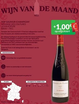 Promotions Aop saumur-champigny domaine des coutures la malicieuse rood - Vins rouges - Valide de 01/05/2024 à 31/05/2024 chez Intermarche