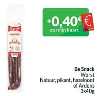 Be snack worst natuur, pikant, hazelnoot of ardens-Be Snack