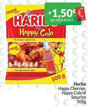 Promotions Haribo happy cherries, happy cola of smurfen - Haribo - Valide de 01/05/2024 à 31/05/2024 chez Intermarche
