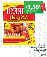 Promoties Haribo happy cherries, happy cola of smurfen - Haribo - Geldig van 01/05/2024 tot 31/05/2024 bij Intermarche