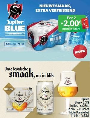 Promotions Jupiler blue - 3,3% of triple karmeliet - Produit maison - Intermarche - Valide de 01/05/2024 à 31/05/2024 chez Intermarche