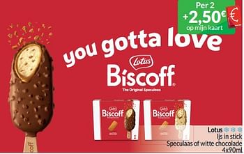 Promotions Lotus ijs in stick speculaas of witte chocolade - Lotus Bakeries - Valide de 01/05/2024 à 31/05/2024 chez Intermarche