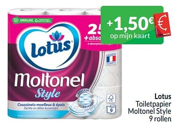 Promotions Lotus toiletpapier moltonel style - Lotus Nalys - Valide de 01/05/2024 à 31/05/2024 chez Intermarche