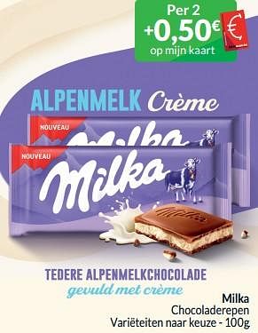 Promotions Milka chocoladerepen - Milka - Valide de 01/05/2024 à 31/05/2024 chez Intermarche