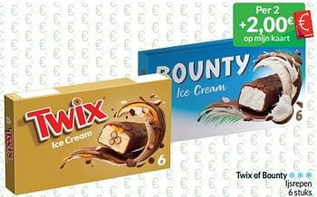 Promotions Twix of bounty ijsrepen - Produit maison - Intermarche - Valide de 01/05/2024 à 31/05/2024 chez Intermarche