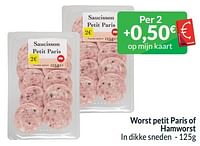 Promoties Worst petit paris of hamworst - Huismerk - Intermarche - Geldig van 01/05/2024 tot 31/05/2024 bij Intermarche