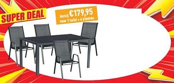 Promoties 1 tafel + 4 stoelen - Huismerk - Trafic  - Geldig van 02/05/2024 tot 06/05/2024 bij Trafic