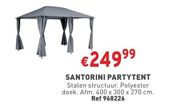 Promotions Santorini partytent - Produit maison - Trafic  - Valide de 02/05/2024 à 06/05/2024 chez Trafic