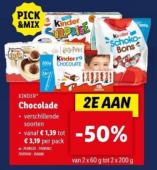 Promotions Chocolade - Kinder - Valide de 08/05/2024 à 14/05/2024 chez Lidl