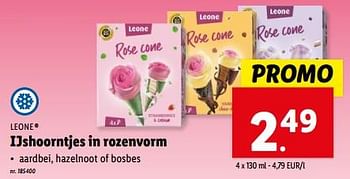 Promoties Ijshoorntjes in rozenvorm - Leone - Geldig van 08/05/2024 tot 14/05/2024 bij Lidl